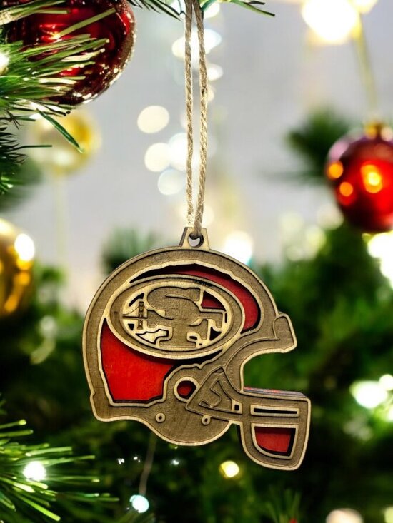 San Francisco 49ers Christmas Ornament | Laser Engraved Wood - Picture 1 of 3
